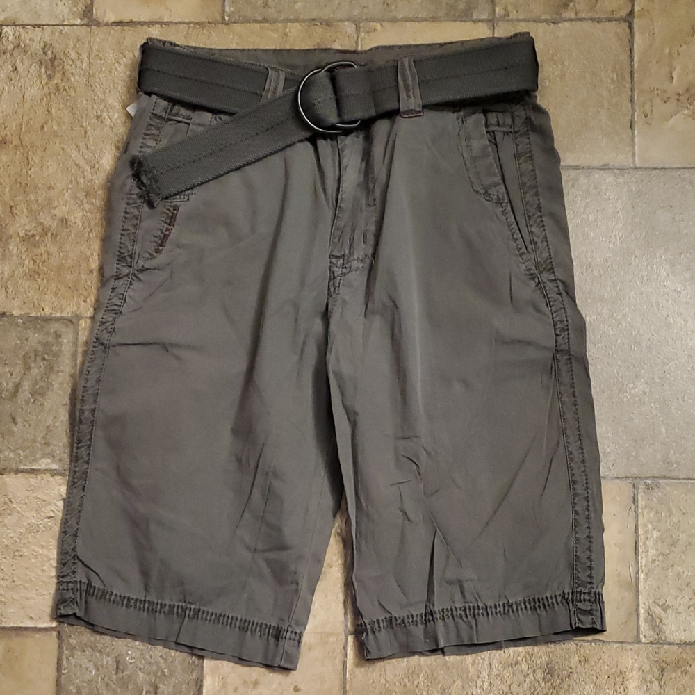 Men's Buckle Black Tailored Fit Gray Belted Shorts Waist 30 Outseam 23